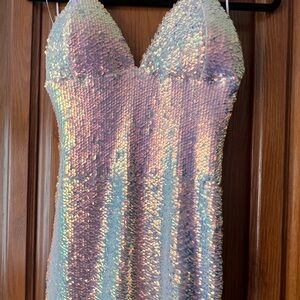 Fashion Nova Silver Sequin Dress